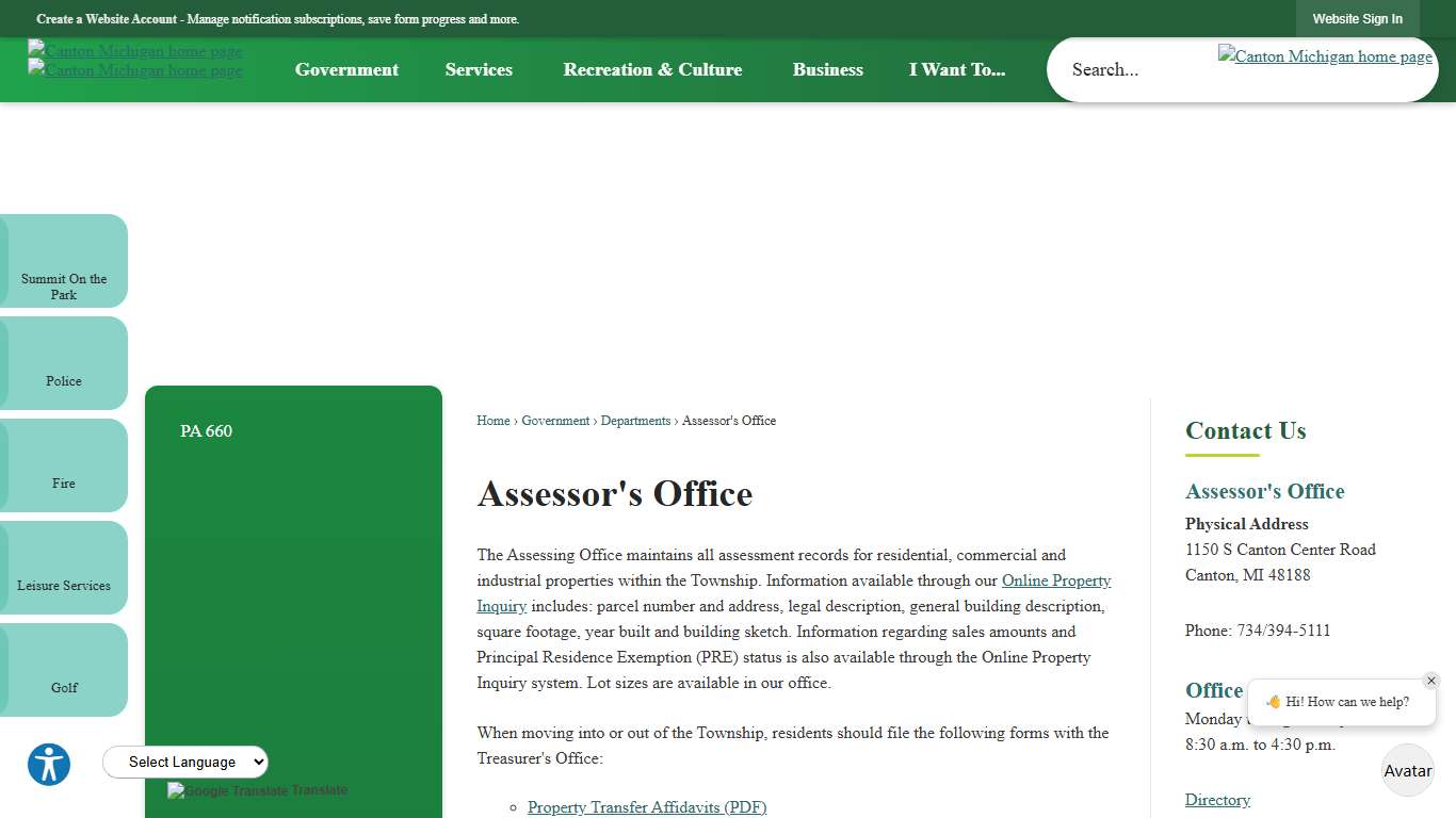 Assessor's Office Canton Township, MI - Official Website